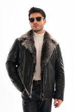 Load image into Gallery viewer, The Cortina Black Shearling Leather Men Jacket