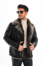 Load image into Gallery viewer, The Cortina Black Shearling Leather Men Jacket