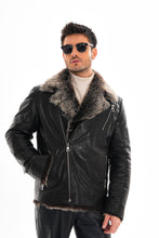 Load image into Gallery viewer, The Cortina Black Shearling Leather Men Jacket