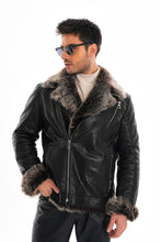 Load image into Gallery viewer, The Cortina Black Shearling Leather Men Jacket