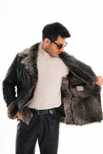 Load image into Gallery viewer, The Cortina Black Shearling Leather Men Jacket