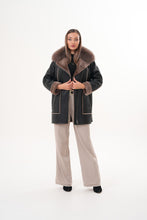 Load image into Gallery viewer, The Avalon Shearling Black Leather Women Jacket