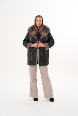 The Avalon Shearling Black Leather Women Jacket
