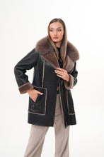 Load image into Gallery viewer, The Avalon Shearling Black Leather Women Jacket