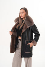 Load image into Gallery viewer, The Avalon Shearling Black Leather Women Jacket