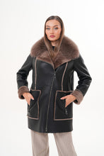 Load image into Gallery viewer, The Avalon Shearling Black Leather Women Jacket