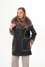 Load image into Gallery viewer, The Avalon Shearling Black Leather Women Jacket