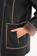 Load image into Gallery viewer, The Avalon Shearling Black Leather Women Jacket