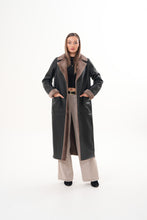 Load image into Gallery viewer, The Florence Long Shearling Black Leather Women Jacket