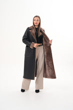 Load image into Gallery viewer, The Florence Long Shearling Black Leather Women Jacket