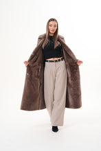 Load image into Gallery viewer, The Florence Long Shearling Black Leather Women Jacket