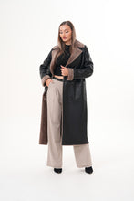Load image into Gallery viewer, The Florence Long Shearling Black Leather Women Jacket
