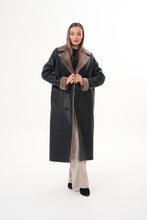Load image into Gallery viewer, The Florence Long Shearling Black Leather Women Jacket