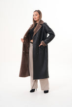 Load image into Gallery viewer, The Florence Long Shearling Black Leather Women Jacket