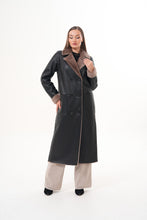 Load image into Gallery viewer, The Florence Long Shearling Black Leather Women Jacket