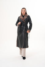 Load image into Gallery viewer, The Florence Long Shearling Black Leather Women Jacket