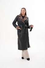 Load image into Gallery viewer, The Florence Long Shearling Black Leather Women Jacket