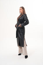 Load image into Gallery viewer, The Florence Long Shearling Black Leather Women Jacket