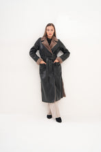 Load image into Gallery viewer, The Florence Long Shearling Black Leather Women Jacket