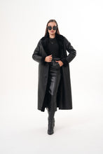 Load image into Gallery viewer, The Raven Long Shearling Black Leather Women Leather Jacket