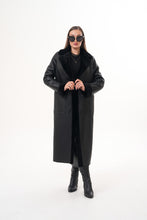 Load image into Gallery viewer, The Raven Long Shearling Black Leather Women Leather Jacket