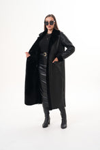 Load image into Gallery viewer, The Raven Long Shearling Black Leather Women Leather Jacket