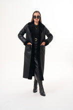 Load image into Gallery viewer, The Raven Long Shearling Black Leather Women Leather Jacket