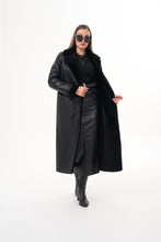 Load image into Gallery viewer, The Raven Long Shearling Black Leather Women Leather Jacket