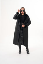 Load image into Gallery viewer, The Raven Long Shearling Black Leather Women Leather Jacket
