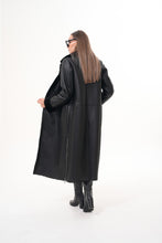 Load image into Gallery viewer, The Raven Long Shearling Black Leather Women Leather Jacket