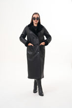 Load image into Gallery viewer, The Raven Long Shearling Black Leather Women Leather Jacket
