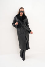 Load image into Gallery viewer, The Raven Long Shearling Black Leather Women Leather Jacket