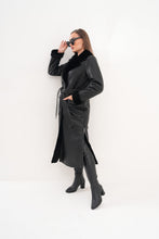 Load image into Gallery viewer, The Raven Long Shearling Black Leather Women Leather Jacket