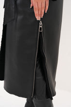 Load image into Gallery viewer, The Raven Long Shearling Black Leather Women Leather Jacket