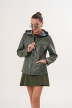 Load image into Gallery viewer, The Avelyn Reversible Olive Green Leather Women Jacket