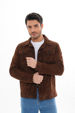 Load image into Gallery viewer, The Azzuro Suede Brown Leather Jacket