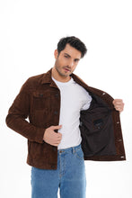 Load image into Gallery viewer, The Azzuro Suede Brown Leather Jacket