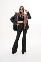 Load image into Gallery viewer, The Duchess Shearling Brown Leather Women Hooded Jacket
