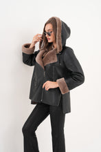Load image into Gallery viewer, The Duchess Shearling Brown Leather Women Hooded Jacket
