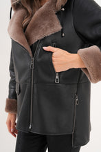 Load image into Gallery viewer, The Duchess Shearling Brown Leather Women Hooded Jacket