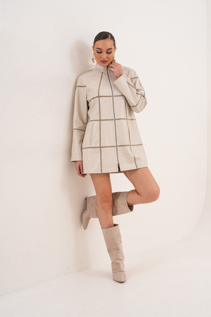 The Prado Reversible Cream  Leather Women Jacket