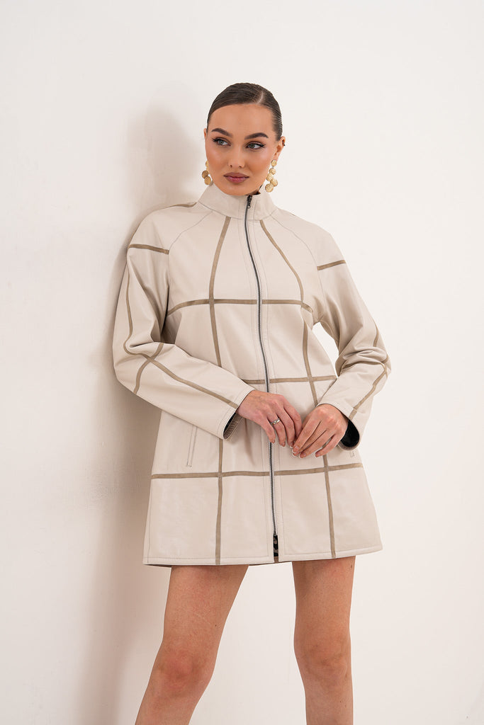 The Prado Reversible Cream  Leather Women Jacket