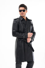 Load image into Gallery viewer, The Firenze Black Leather Men Leather Trench Coat Jacket