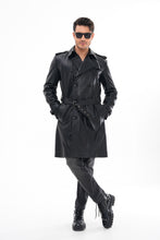 Load image into Gallery viewer, The Firenze Black Leather Men Leather Trench Coat Jacket