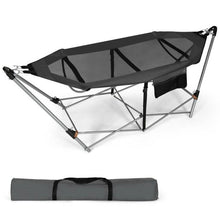 Load image into Gallery viewer, Grey Portable Camping Foldable Hammock with Stand and Carry Case