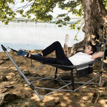 Load image into Gallery viewer, Grey Portable Camping Foldable Hammock with Stand and Carry Case