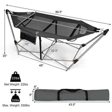 Load image into Gallery viewer, Grey Portable Camping Foldable Hammock with Stand and Carry Case