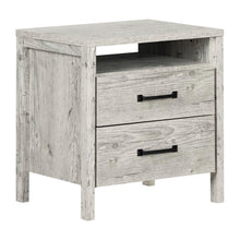 Load image into Gallery viewer, Modern Washed Pine 2 Drawer Nightstand Cubby Storage Shelf