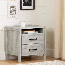 Load image into Gallery viewer, Modern Washed Pine 2 Drawer Nightstand Cubby Storage Shelf