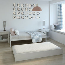 Load image into Gallery viewer, Twin/Twin Dorm Style Trundle Daybed Platform Bed Frame in White